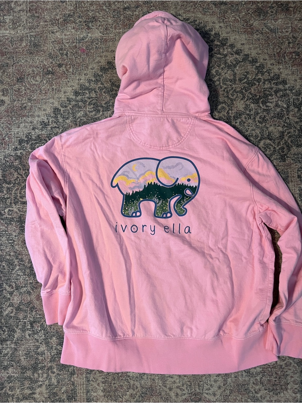 Ivory Ella Pink save the elephants Graphic Hoodie Jacket medium
